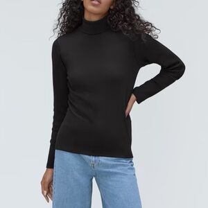 Everlane Black Supima Micro Rib Turtleneck Shirt Small - great condition